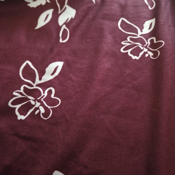 Floral Print Tunic White on Burgundy V Neck Sleeveless Stretch Women 3XL (US 18) - Picture 7 of 9